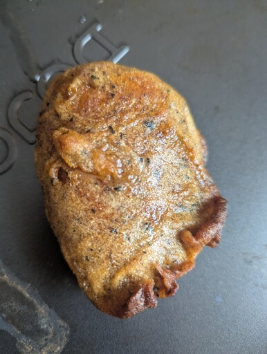 Oven baked homemade battered seitan burger
